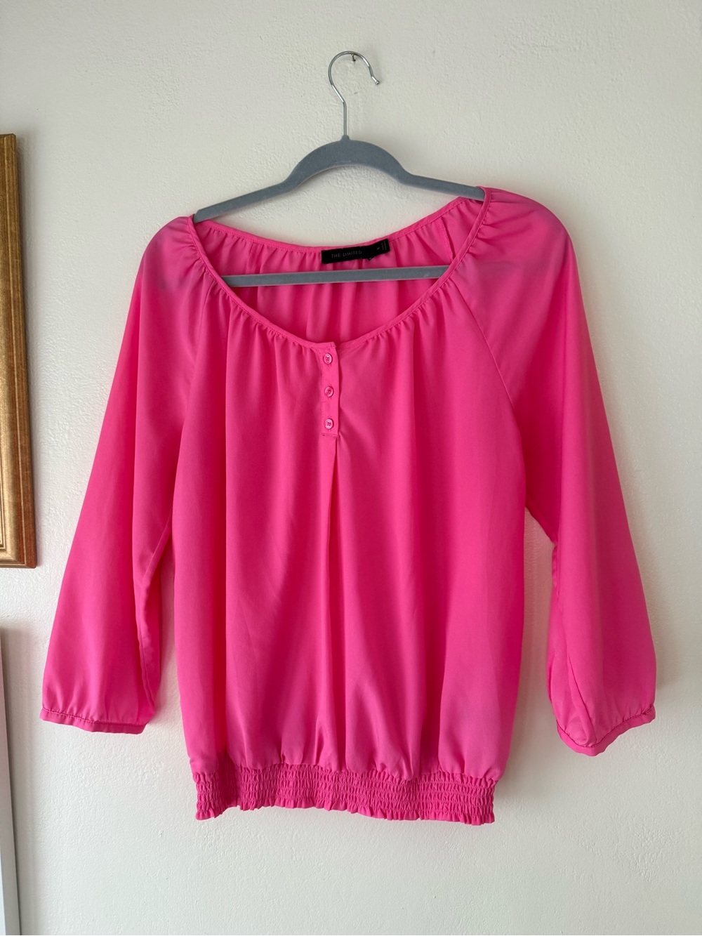 The Limited Hot Pink Scoop-Neck Long Sleeve Blouse
